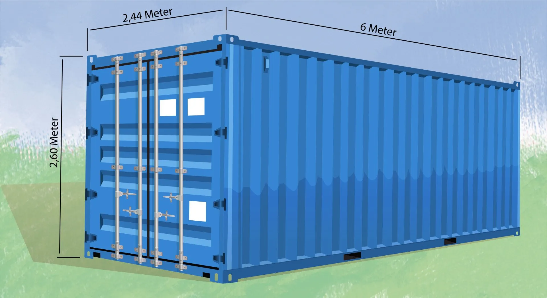 Mietcontainer mit Maßangaben